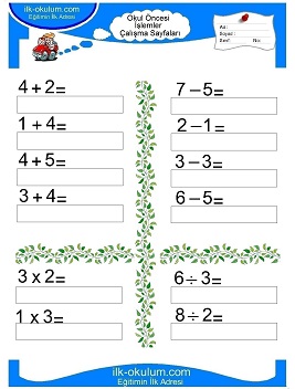 Çocuklar İçin toplam işlemi yaprak testleri 
